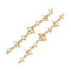 Brass Pave Clear Cubic Zirconia 3 Star Links Connector Charms CU-H003-04G-3