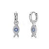 Fish 925 Sterling Silver Micro Pave Cubic Zirconia Leverback Earrings for Woman EJEW-Q384-03P-1