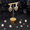 10Pcs Flat Round with Clover Brass Stud Earring Findings DIY-BBC0001-36-4