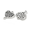 Tibetan Style Alloy Hollow Heart Connector Charms TIBE-S324-18AS-2