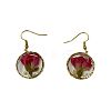 Alloy Epoxy Dried Flower Dangle Earrings FS-WGABF6D-06-2