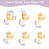 6Pcs 6 Style 304 Stainless Steel Open Cuff Rings Set RJEW-AB00007-3