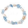4Pcs Natural Mixed Gemstone & Sea Shell Beads Stretch Bracelets for Women BJEW-TA00710-3