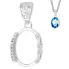 1Pc 925 Sterling Silver Pendant Cabochon Settings STER-BC0003-78B-1