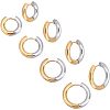 Unicraftale 4 Pairs 4 Size Two Tone 304 Stainless Steel Hinged Hoop Earrings for Women EJEW-UN0002-20-1