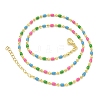 Brass Enamel Column Link Chain Necklaces NJEW-H039-10A-01G-2