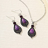 Teardrop Bohemian Style Alloy & Synthetic Turquoise Pendant Necklaces & Dangle Earrings Sets WGFFBB8-01-1