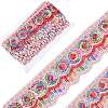 Gorgecraft 4~4.5M Ethnic Style Polyester Lace Trim with Colorful Paillette OCOR-GF0002-39B-1
