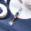 Sun Alloy & Cat Eye Pendant Decoration HJEW-JM01593-03-2