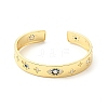 Horse Eye & Star & Flower Cubic Zirconia Open Cuff Bangle BJEW-J165-10G-2