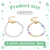 8Pcs 2 Colors Flat Round with Heart Acrylic Beads Bracelets for Women BJEW-HY0001-16-2