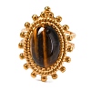 Oval Natural Tiger Eye Finger Rings RJEW-Q822-08G-2