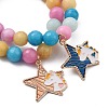 Round Natural White Jade Beaded Stretch Charm Bracelets Sets BJEW-JB05428-2
