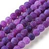 Frosted Natural Weathered Agate Beads Strands G-F374-8mm-01-2