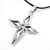 Cross Leather Pendant Necklaces for Women NJEW-P127-042AS-2