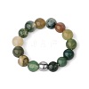 4MM Round Natural Indian Agate Beaded Stretch Rings VM0712-10-1