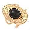 Oval Natural Dyed & Heated Black Agate Finger Rings RJEW-Z057-14G-010-1