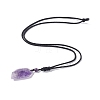 Natural Amethyst Dagger Shape Pendant Necklace G-E588-02C-2