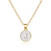 Alloy White Enamel Flat Round with Letter Pendant Necklaces FS-WG63565-10-1