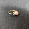 Wire Wrapped Natural Sunstone Round Beads Finger Rings WGDCCED-08-1