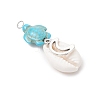 5Pcs 5 Styles Natural Cowrie Shell & Dyed Synthetic Turquoise Turtle Copper Wire Wrapped Pendants PALLOY-JF04034-02-4
