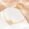 Brass Pave Cubic Zirconia Flower Link Bracelets for Women KK-CBA68DA-07B-G-2