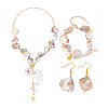 Natural Shell & Natural Cultured Freshwater Pearl Necklacrs & Dangle Earrings & Bracelets Set for Women SJEW-PH01393-01-6