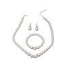 Round ABS Plastic Imitation Pearl Beaded Necklaces & Dangle Earring & Bracelets Sets FS-WG32AE8-01-5