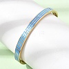 304 Stainless Steel Enamel Striped Hinged Cuff Bangles for Women SA-CBAC920-06G-3