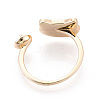 Cat Shape Brass Shell Cuff Ring Settings KK-T076-65G-3