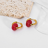 French Vintage Natural Carnelian Hoop Earrings AC0177-1-1