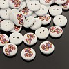 2-Hole Flat Round Number Printed Wooden Sewing Buttons BUTT-M002-13mm-3-1