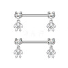 304 Stainless Steel Pave Cubic Zirconia Nipple Rings WGDEAF5-02-1