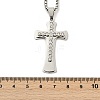 304 Stainless Steel Clear Cubic Zirconia Religion Cross Pendant Box Chain Necklaces for Men NJEW-S387-06P-5