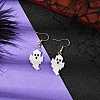 Halloween Theme Ghost Handmade Glass Seed Beaded Dangle Earrings EJEW-MZ00478-1