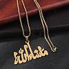 304 Stainless Steel Arabic Pendant Box Chain Necklaces for Women Men NJEW-R013-06G-3