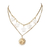 304 Stainless Steel Moon Sun & Natural Freshwater Shell Star Pendant Double Layer Necklaces for Women NJEW-JN05404-2