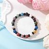 Natural Lava Rock & Coconut Shell Beaded Stretch Bracelets for Women Men BJEW-JB12470-02-1