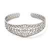 Non-Tarnish Hollow Out 304 Stainless Steel Flower Pattern Cuff Bangles BJEW-G694-06P-2