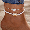 2Pcs Alloy Cowrie Shell Link Anklets WG853BB-06-1