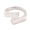 925 Sterling Silver Rectangle Cuff Open Rings for Women Men RJEW-P105-03S-2