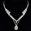 Brass Crystal Rhinestone Pendant Necklaces & Stud Dangle Earrings Sets FS-WG236C2-01-2