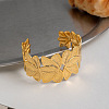 304 Stainless Steel Vintage Flower Wide Open Cuff Bangles for Women DF2042-3