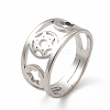 Non-Tarnish 304 Stainless Steel Star of David Adjustable Ring for Women RJEW-B027-11P-1