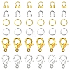 Zinc Alloy Lobster Claw Clasps with Brass Wire Guardian and Protectors with Iron Open Jump Rings DIY-YW0010-08-1