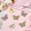 6Pcs 2 Colors Butterfly Alloy Rhinestone Lapel Pins for Backpack Clothes JEWB-OC0001-07-4