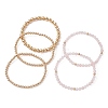 5Pcs 5 Style Natural Rose Quartz & Brass Beaded Stretch Bracelets Set for Women BJEW-JB09663-02-1