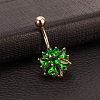 Brass Cubic Zirconia Flower Belly Rings WG7802B-07-1