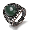 Natural Green Aventurine Oval Adjustable Rings RJEW-K271-06R-18-2