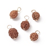 Round Natural Wood Pendants PALLOY-JF01993-01-4